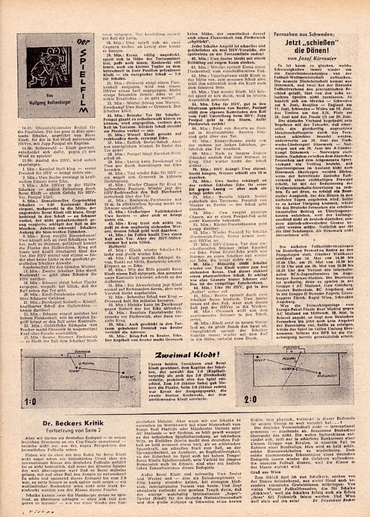 Spielfilm zur Deutschen Meisterschaft 1958 von FC Schalke 04