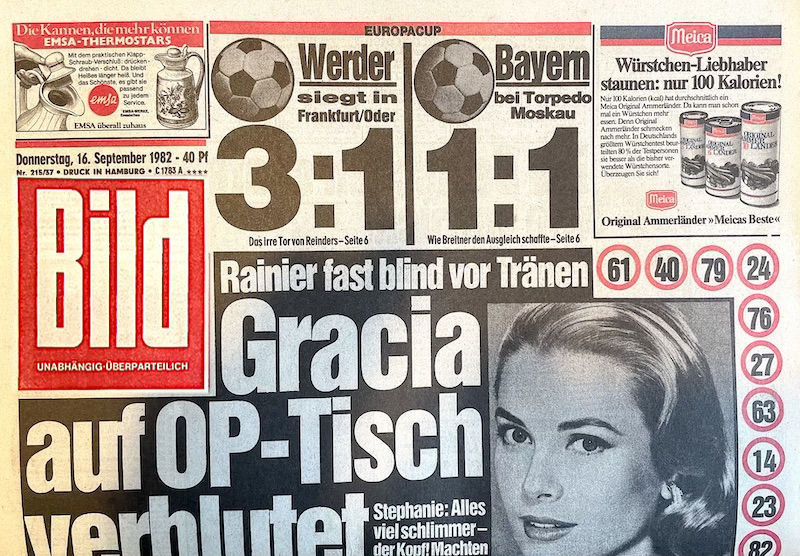 Bild-Zeitung 16. September 1982: Gracia Patricia auf OP Tisch verblutet
